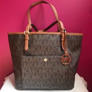 Michael Kors Brown and Tan Logo Tote